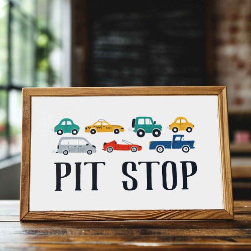 Pit Stop Transportation Birthday Sign