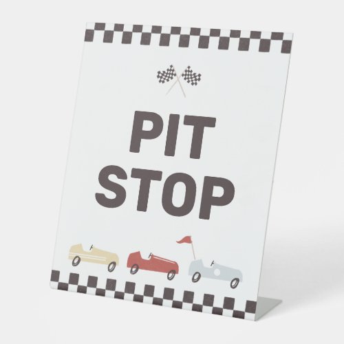 Pit Stop Two Fast Race Car Birthday Snack Table Pedestal Sign