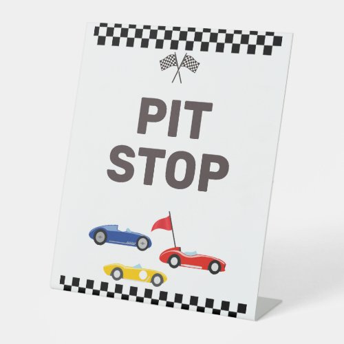 Pit Stop Two Fast Race Car Birthday Snack Table Pedestal Sign
