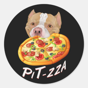 Pit-zza! Pit Bull & Pizza Medium Gift Bag Throw P Classic Round Sticker