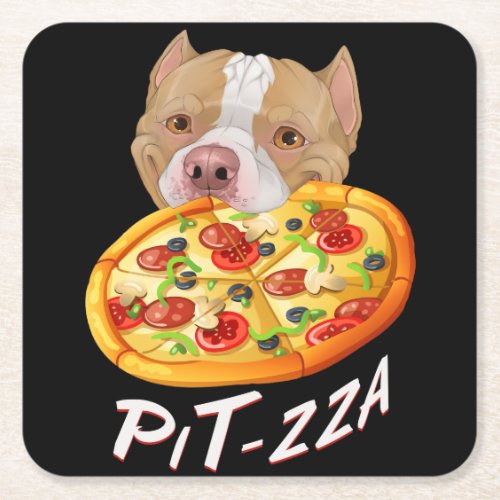 Pit_zza Pit Bull  Pizza  Medium Gift Bag Throw P Square Paper Coaster