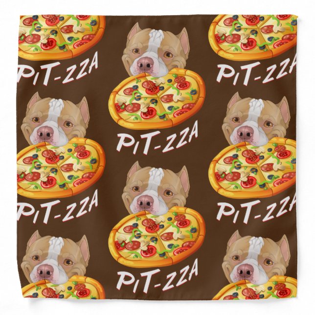 Pit-zza, Pitbull Puppy Dog Pizza Bandana (Front)