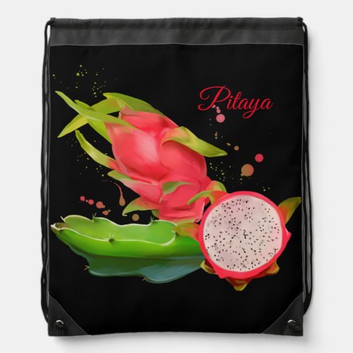 Pitaya and splashes drawstring bag