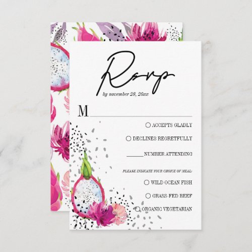 Pitaya Dragon Fruit Elegant Wedding RSVP Card