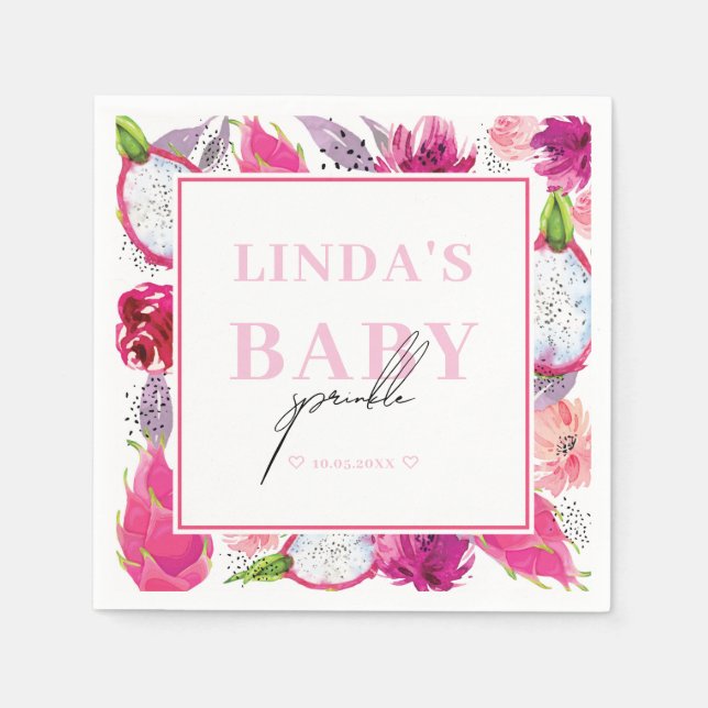 Pitaya Dragon Fruit Personalized Baby Sprinkle Napkins (Front)