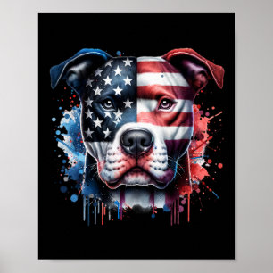 Pitbull 4th Of July American Flag Gles Patriotic D Poster