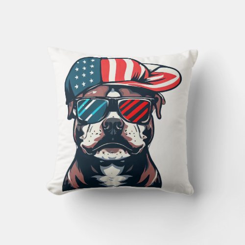 Pitbull 4th of July Throw Pillow