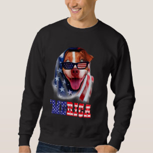 Pitbull American Flag 4th Of July Pitbull Dad Dog  Sweatshirt