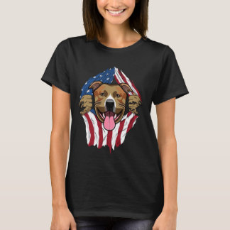 Pitbull American Flag T-Shirt