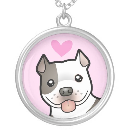Pitbull  American Staffordshire Terrier Love Silver Plated Necklace