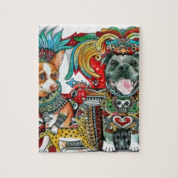 Pitbull And Chihuahua Jigsaw Puzzle by Oxanacats at Zazzle