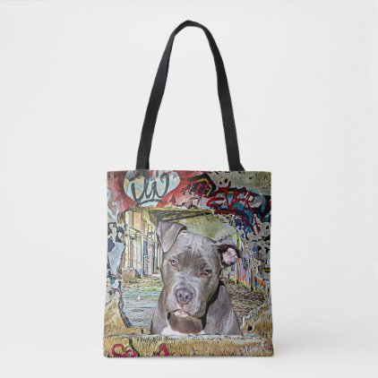 Pitbull and Hairless Cat Graffiti Artwork Tote Bag