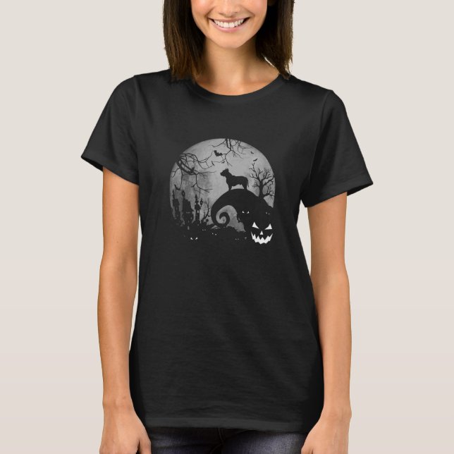 Pitbull And Moon Halloween Tees Dog  Quotes (Front)