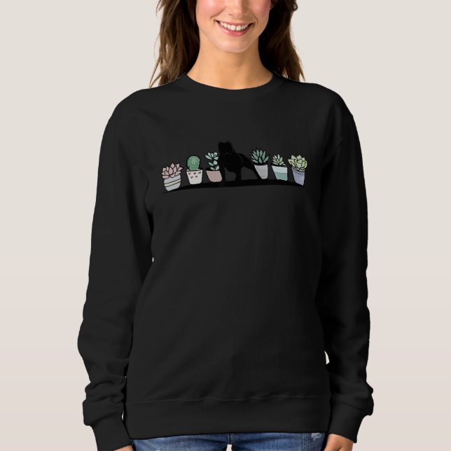 Pitbull And Plant Succulents Dog Plant Lovers Gard Sweatshirt (Front)