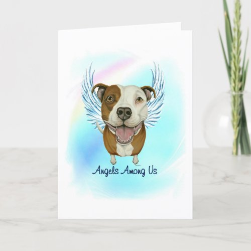 Pitbull Angel Dog Pet Loss Sympathy Card