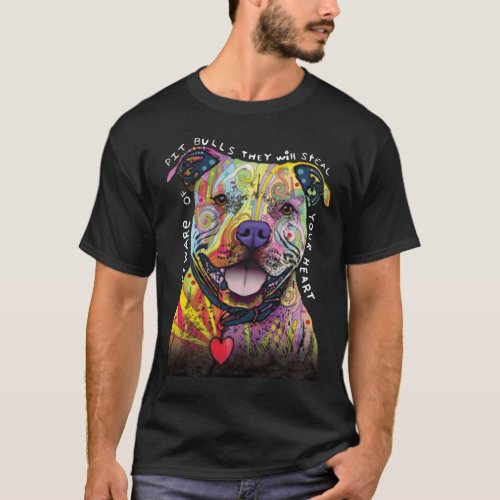 Pitbull animal dog colorful 3d design t_shirt