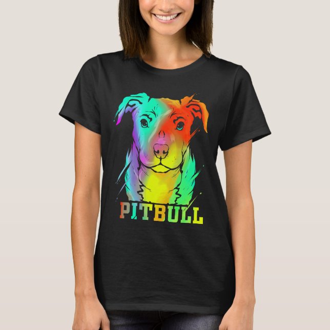 Pitbull Artwork Pit Bull Dog Lover T-Shirt (Front)