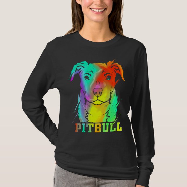 Pitbull Artwork Pit Bull Dog Lover T-Shirt (Front)