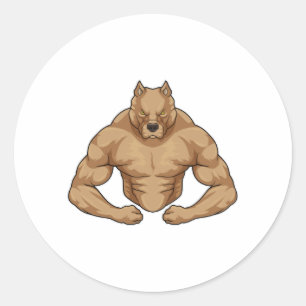Pitbull as Bodybuilder extreme Classic Round Sticker
