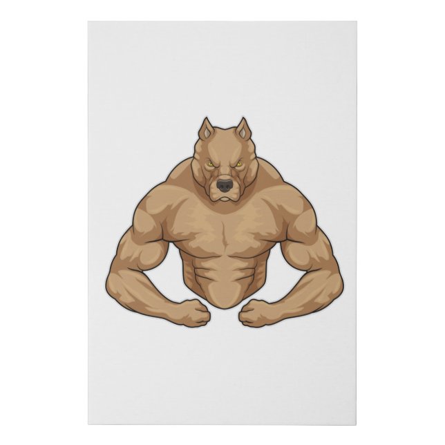 Pitbull as Bodybuilder extreme Faux Canvas Print (Front)
