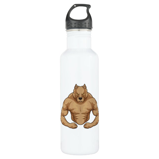 Pitbull as Bodybuilder extreme Stainless Steel Water Bottle (Front)