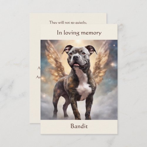 Pitbull Brindle Memorial Poem Custom Name Sympathy Thank You Card