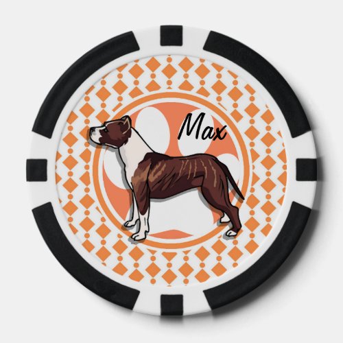 pitbull brown and white poker chips