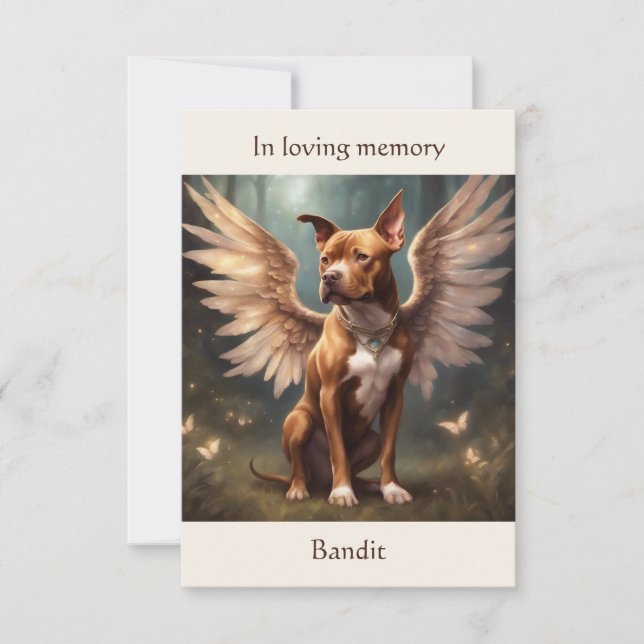 Pitbull Brown Memorial Poem Custom Name Sympathy Thank You Card (Front)
