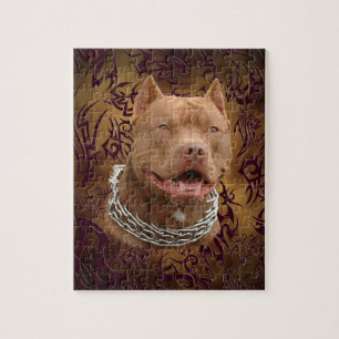 Pitbull brown tribal tattoo jigsaw puzzle