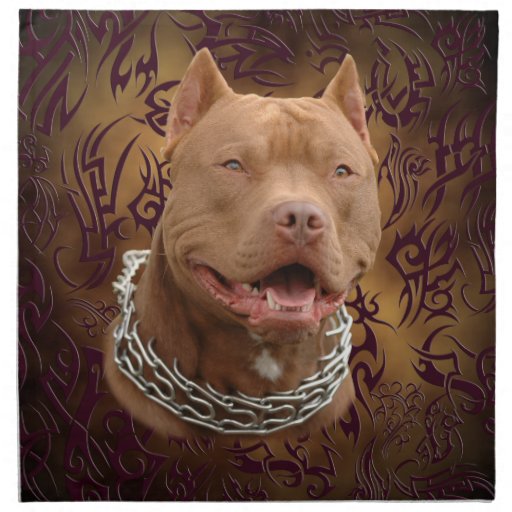 Pitbull brown tribal tattoo napkin | Zazzle