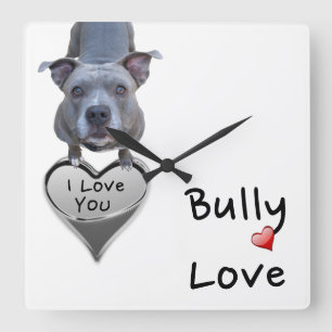 Pitbull Bully Love Wall Clock