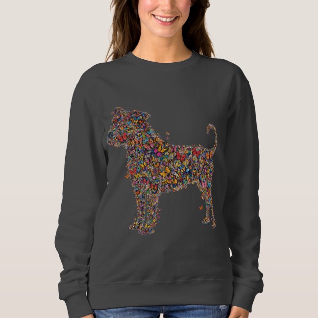 Pitbull Butterfly Silhouette Art | Bully Dog Lover Sweatshirt (Front)