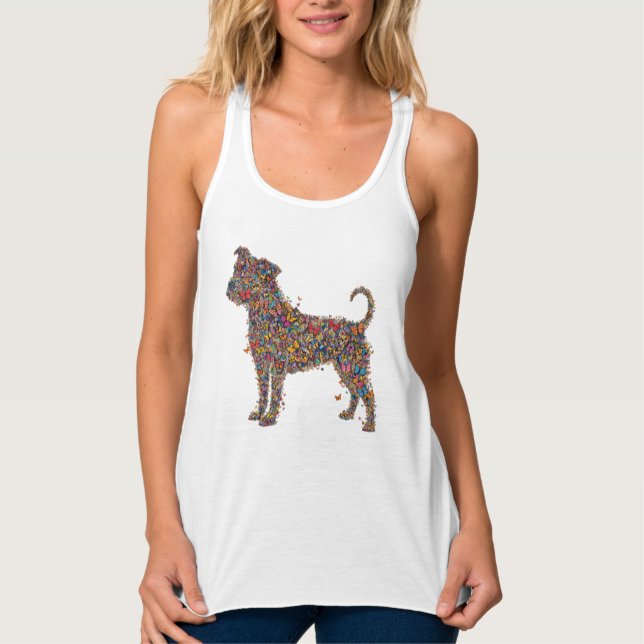 Pitbull Butterfly Silhouette Art | Bully Dog Lover Tank Top (Front)