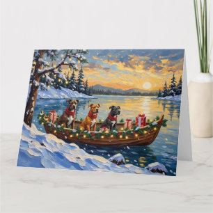 Pitbull Christmas Boat Holiday Card