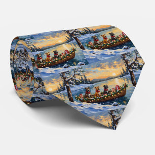 Pitbull Christmas Boat Holiday Neck Tie