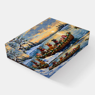 Pitbull Christmas Boat Holiday Paperweight