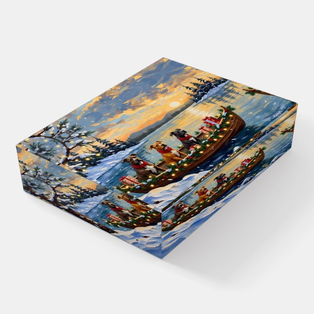 Pitbull Christmas Boat Holiday Paperweight (Angled)