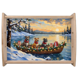 Pitbull Christmas Boat Holiday Serving Tray