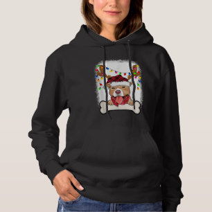PitBull Christmas Decorations Pajama Santa Hat Tre Hoodie