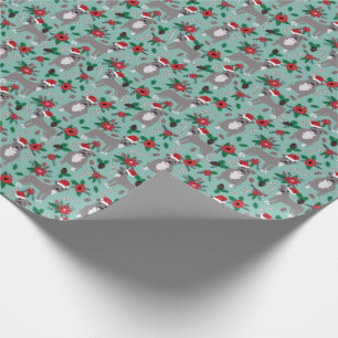 Pitbull Christmas Floral Holiday Wrapping Paper