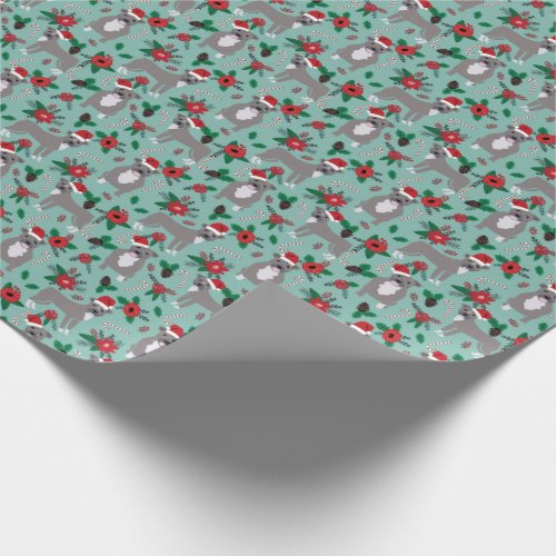 Pitbull Christmas Floral Holiday Wrapping Paper