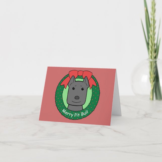 Pitbull Christmas Holiday Card (Front)