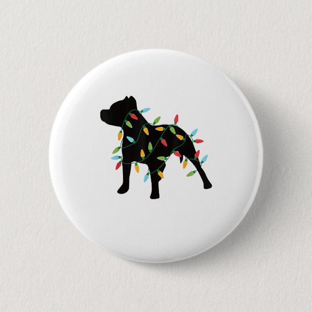 Pitbull Christmas Lights Christmas Gift Dog Lover  Button (Front)
