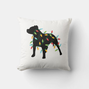 Pitbull Christmas Lights Christmas Gift Dog Lover Throw Pillow