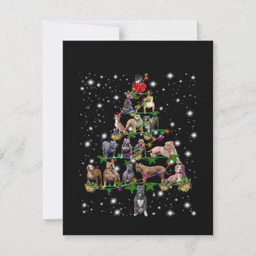 Pitbull Christmas Tree Covered By Flashlight Thank You Card