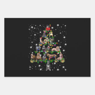 Pitbull Christmas Tree Covered By Flashlight Wrapping Paper Sheets