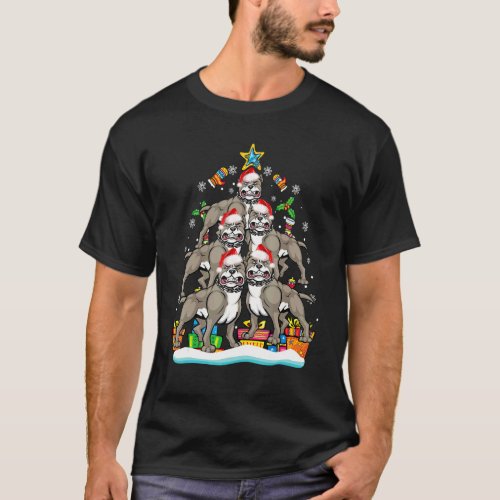 Pitbull Christmas Tree Ornament Santa Hat Dog  Xma T-Shirt