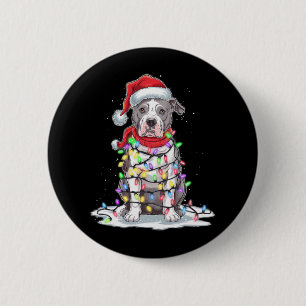 Pitbull Christmas Tree Santa Hat Lights Xmas Dog L Button
