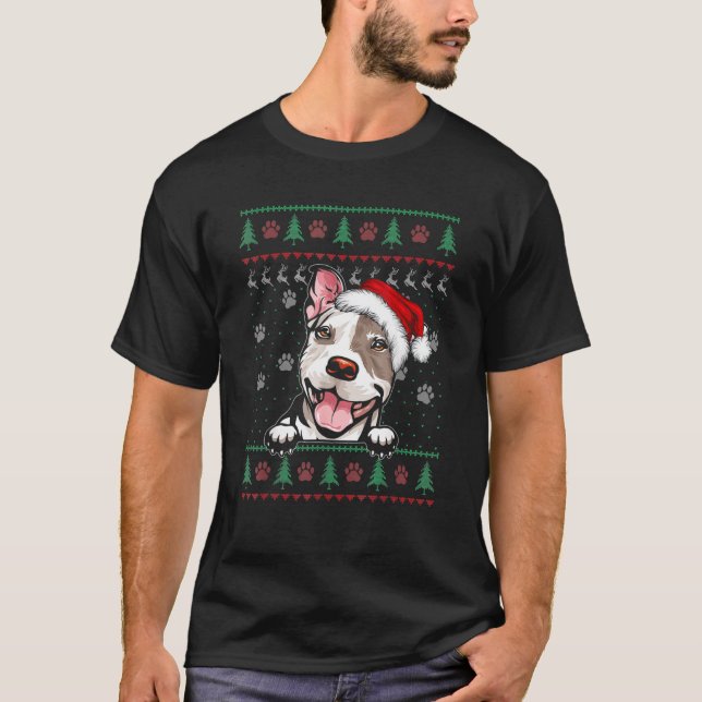 Pitbull Christmas Ugly Sweater Funny Pit Bull  Xma (Front)
