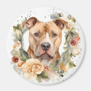 Pitbull Christmas Wreath Festive Pup Magnet